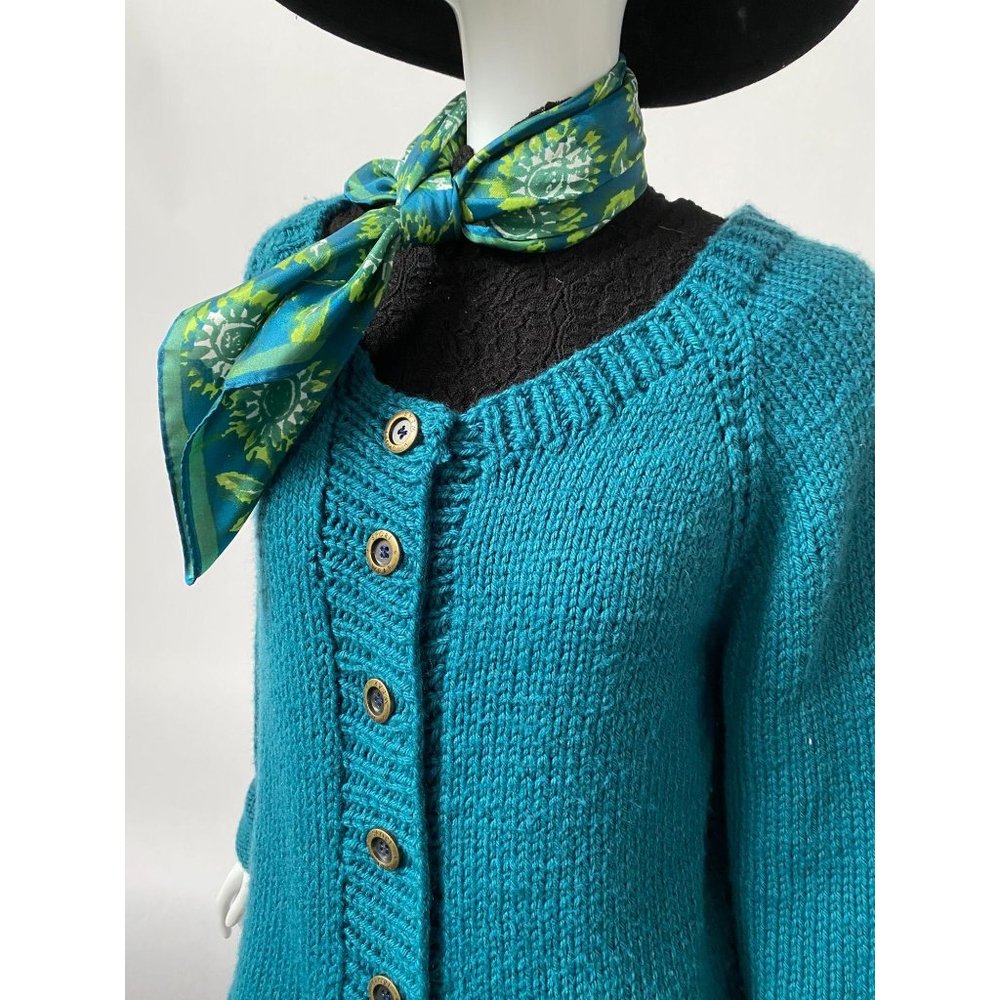 Teal Cardigan Sweater Sz Med